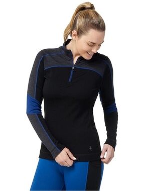 Smartwool Sz XS Classic Thermal Merino Colorblock 1/4 Zip Top